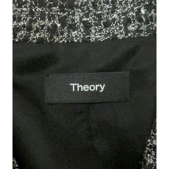 THEORY Wool Double Breasted Jacket Piazza Noelle Tweed Coat Gray Black Creative - Picture 11 of 15